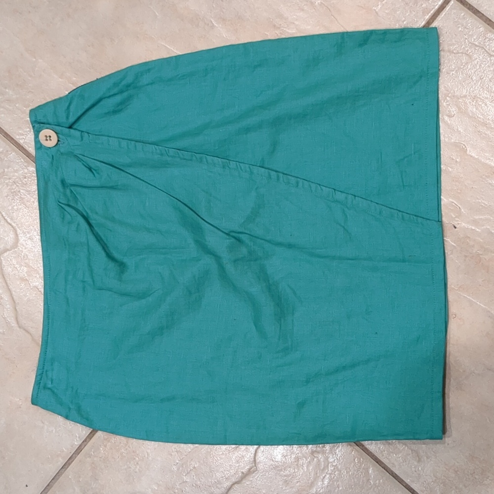 Vintage Armani Jeans Green Linen Skirt Size 6